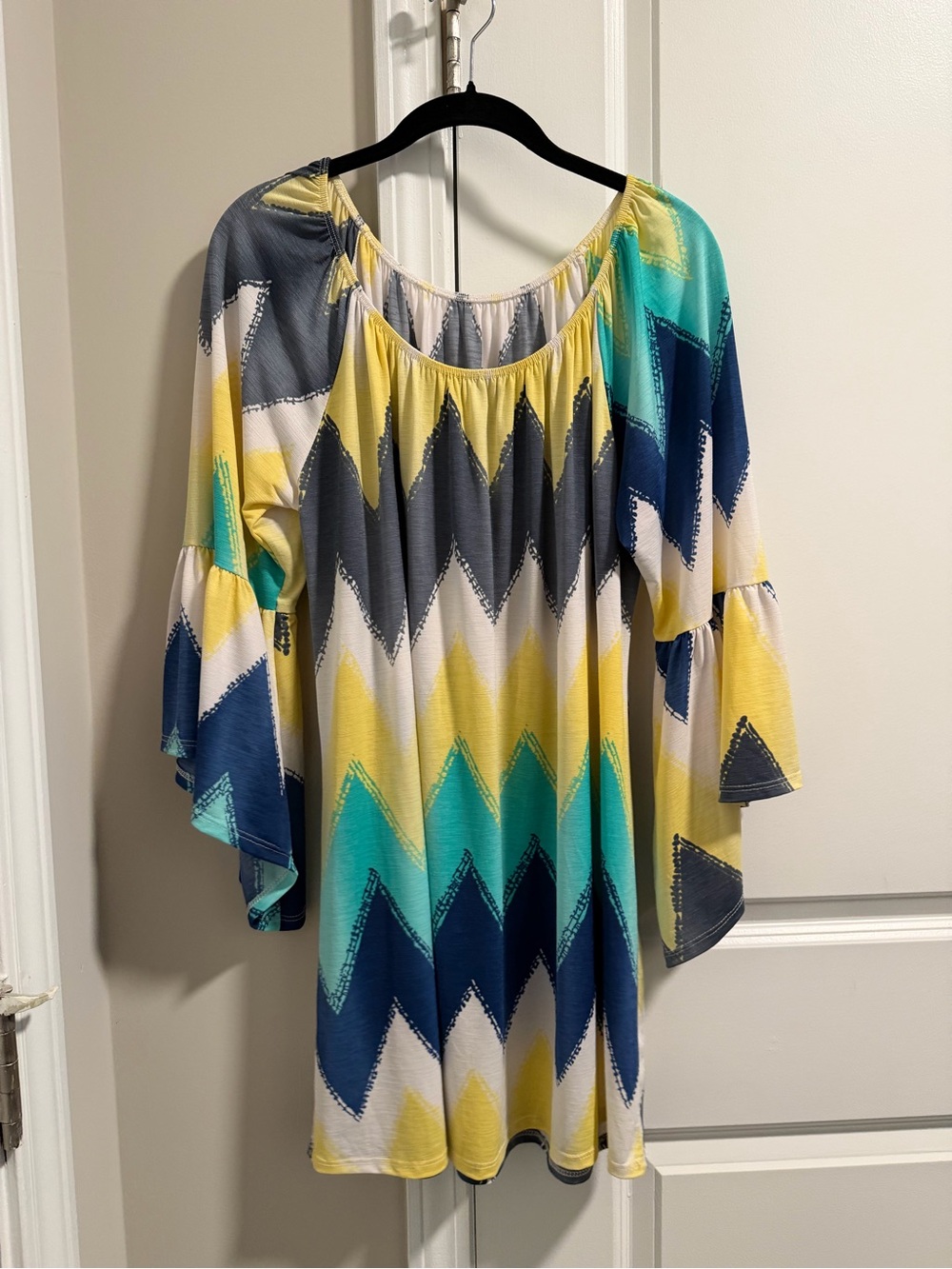 Boutique Chevron Tunic in Yellow, Teal, Navy, Gray, White